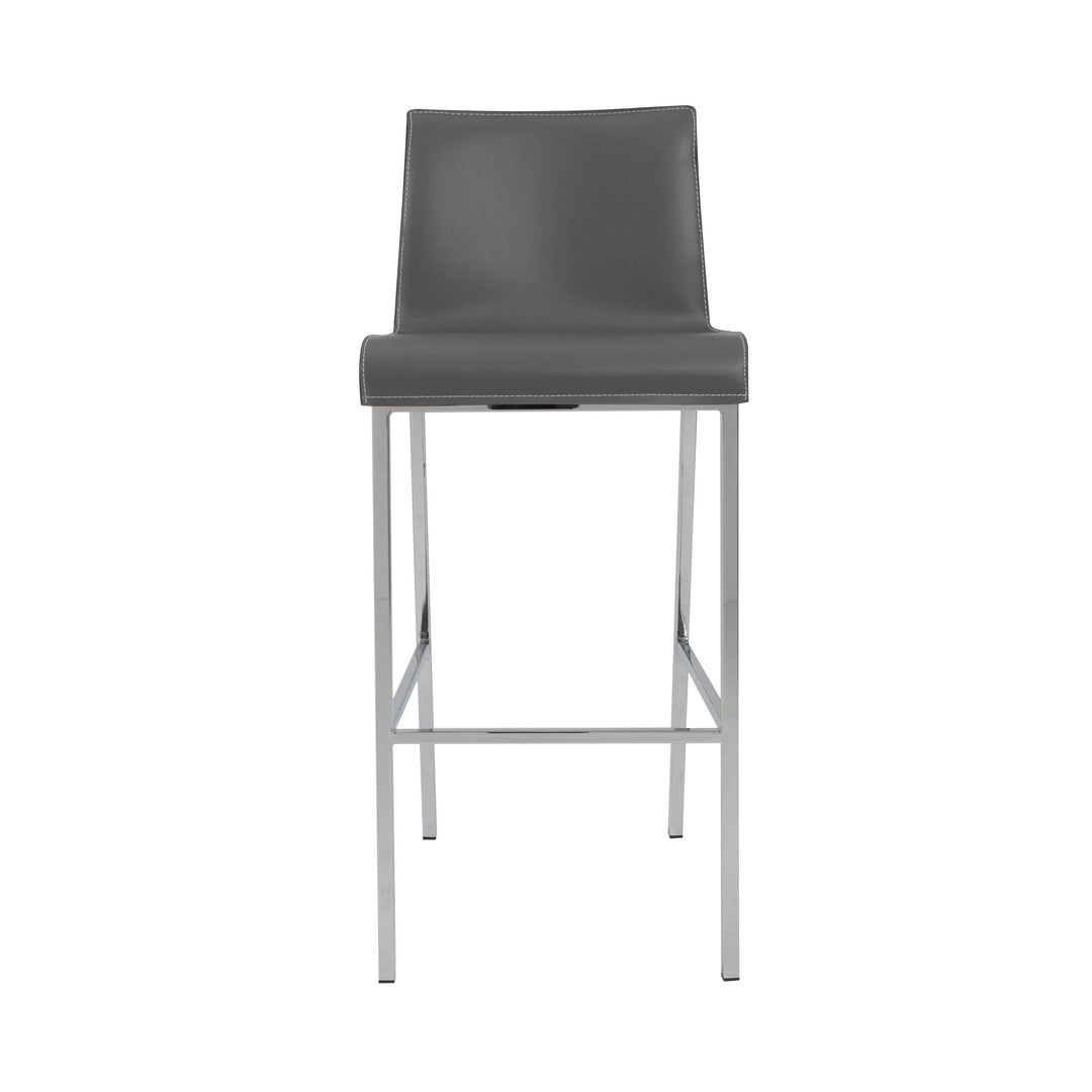 Cam Bar Stool In Gray With Polished Stainless Steel Legs - Set of 2