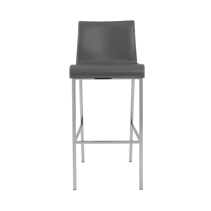 Cam Bar Stool In Gray With Polished Stainless Steel Legs - Set of 2
