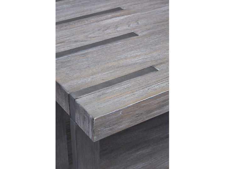 Eldridge Weathered Gravel And Satin Bronze Rectangular Cocktail Table With Casters - T4917-43