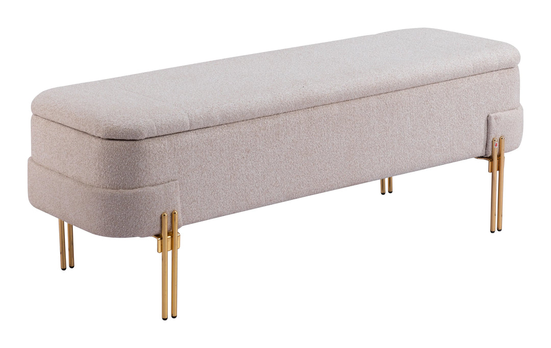 Lebreton Storage Bench Oatmeal Beige - AmericanHomeFurniture