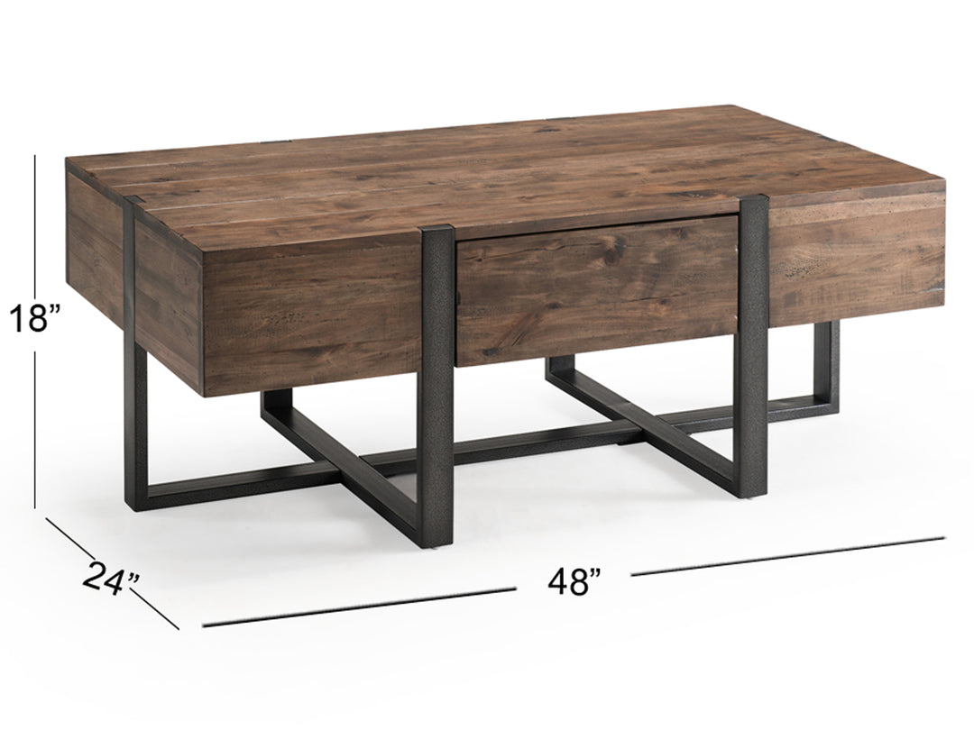 Prescott Rustic Honey And Distressed Iron Condo Rectangular Cocktail Table - T4344-44