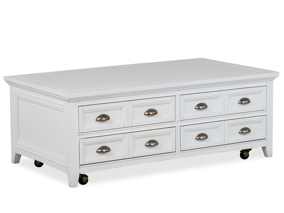 Heron Cove Chalk White Lift Top Storage Cocktail Table With Casters - T4400-50