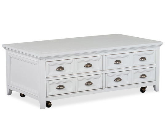 Heron Cove Chalk White Lift Top Storage Cocktail Table With Casters - T4400-50