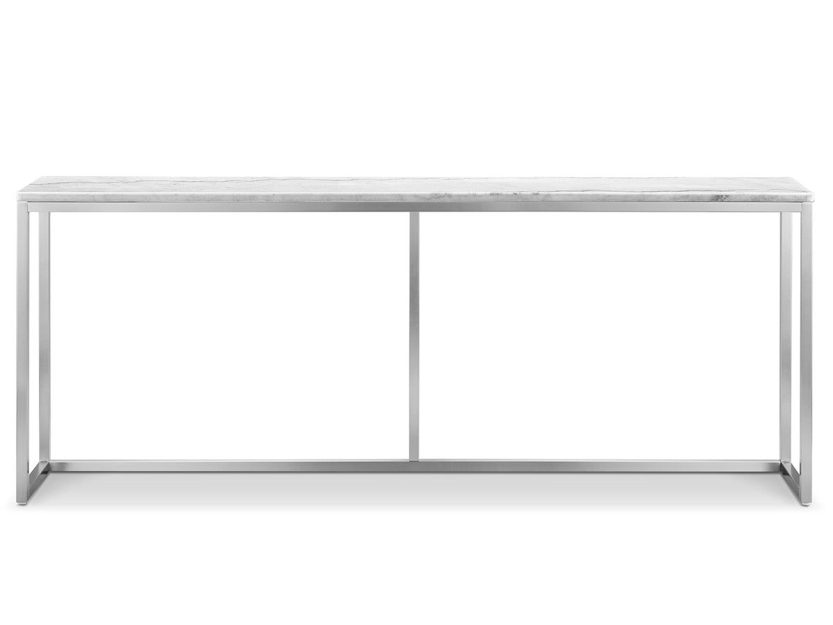 Esme White Marble And Brushed Nickel Rectangular Sofa Table - T5763-73