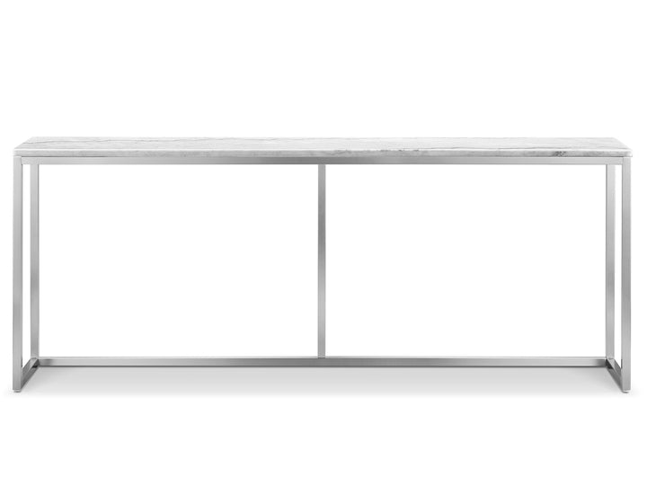 Esme White Marble And Brushed Nickel Rectangular Sofa Table - T5763-73
