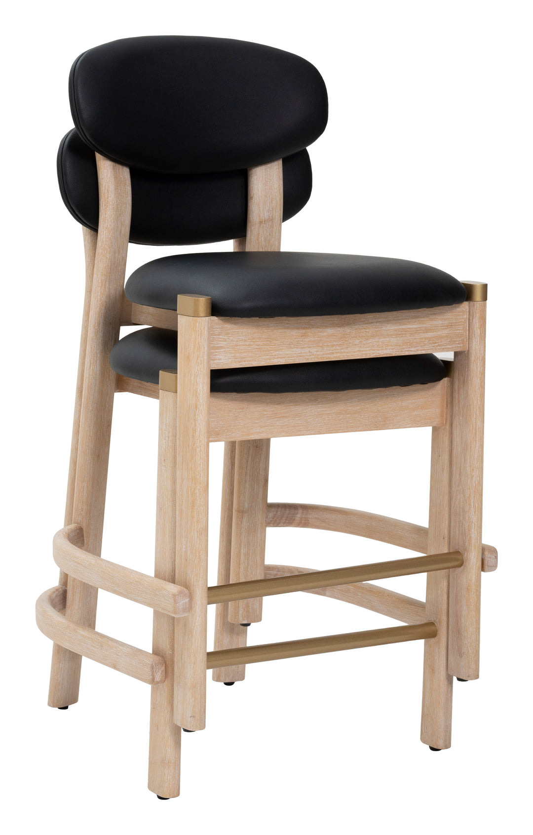 Rilou Counter Stool (Set of 2) Black & Natural