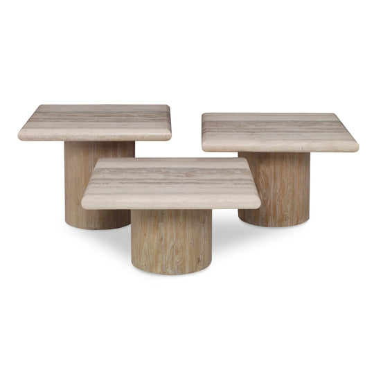 Ambella Home Petros Travertine Table - Set of 3 ACCENT TABLES