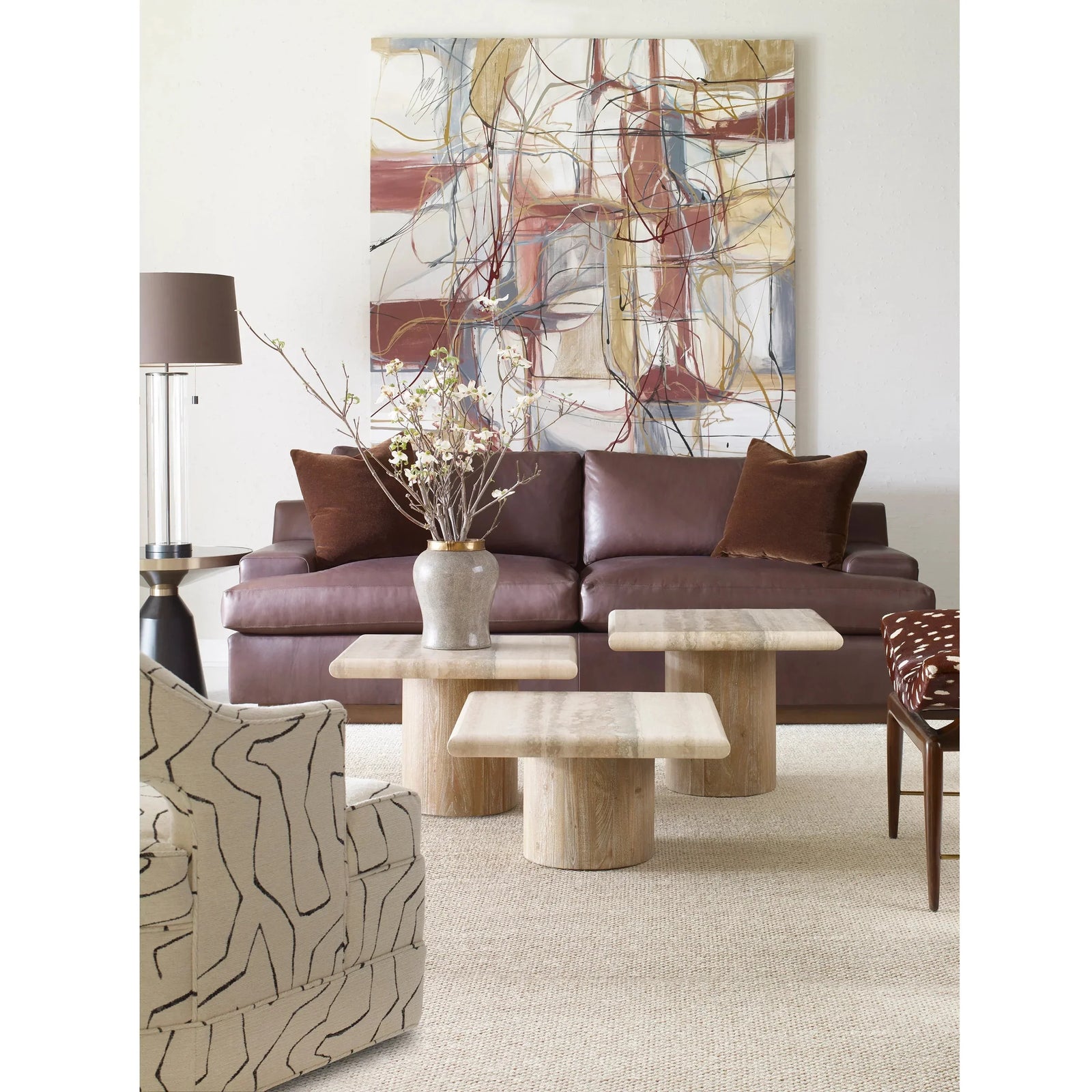 Ambella Home Petros Travertine Table - Set of 3 ACCENT TABLES