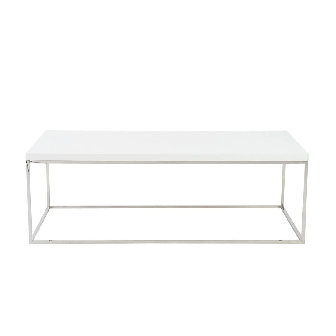 Teresa Rectangle Coffee Table with Polished Stainless Steel Base