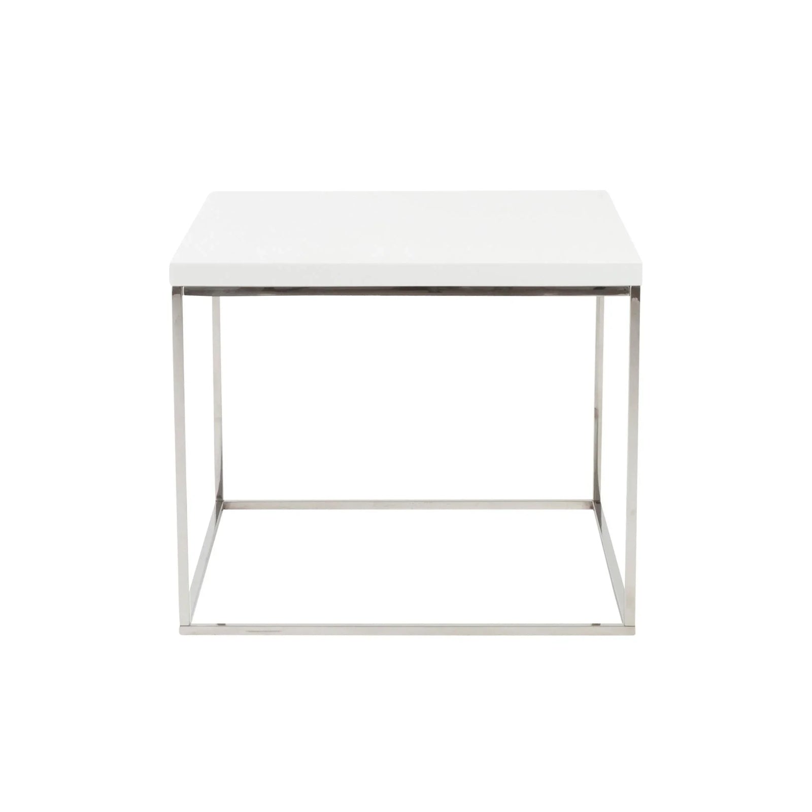 Euro Style Teresa Square Side Table with Polished Stainless Steel Base ACCENT TABLES