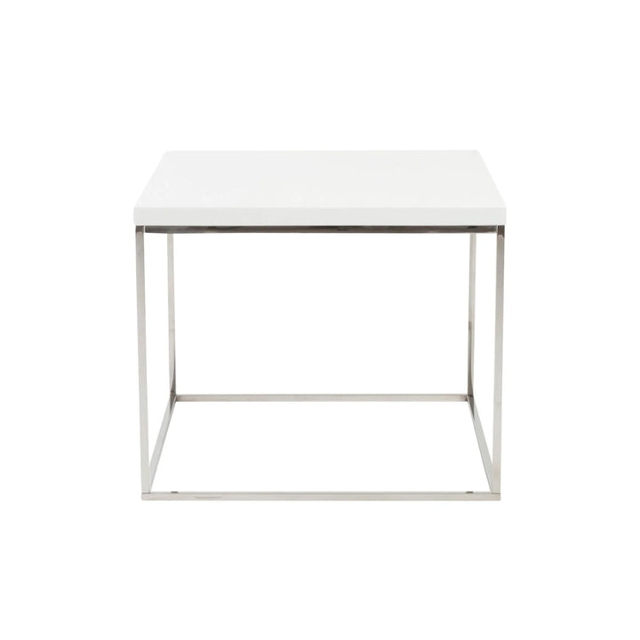 Teresa Square Side Table with Polished Stainless Steel Base