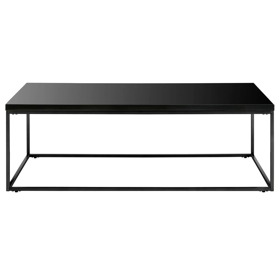 TERESA RECTANGLE COFFEE TABLE IN HIGH GLOSS BLACK WITH MATTE BLACK BASE