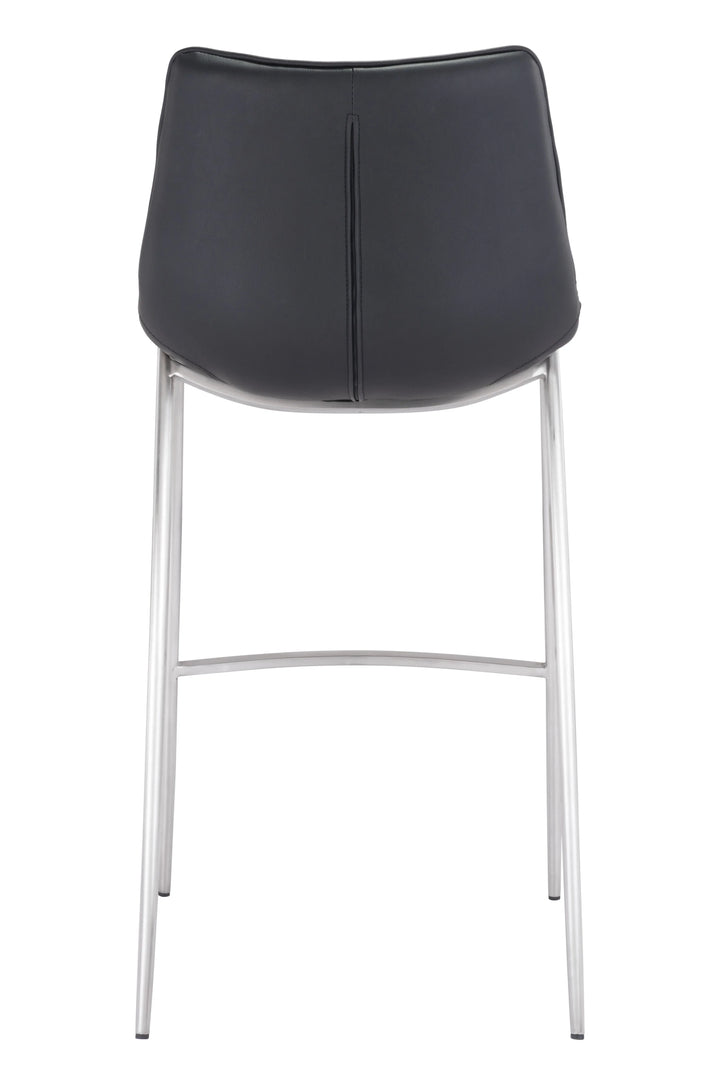 Magnus Barstool (Set of 2) Black & Silver - AmericanHomeFurniture