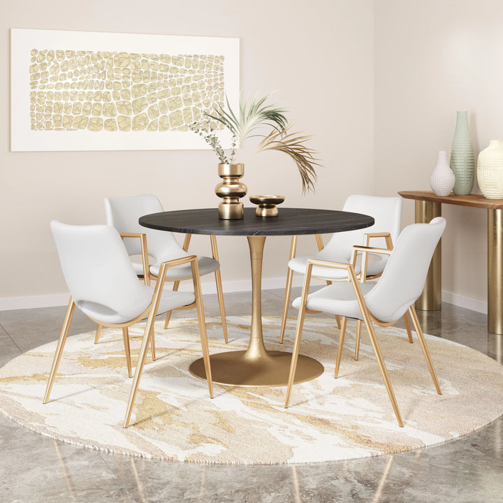 Desi Dining Chair (Set of 2) White & Gold - AmericanHomeFurniture