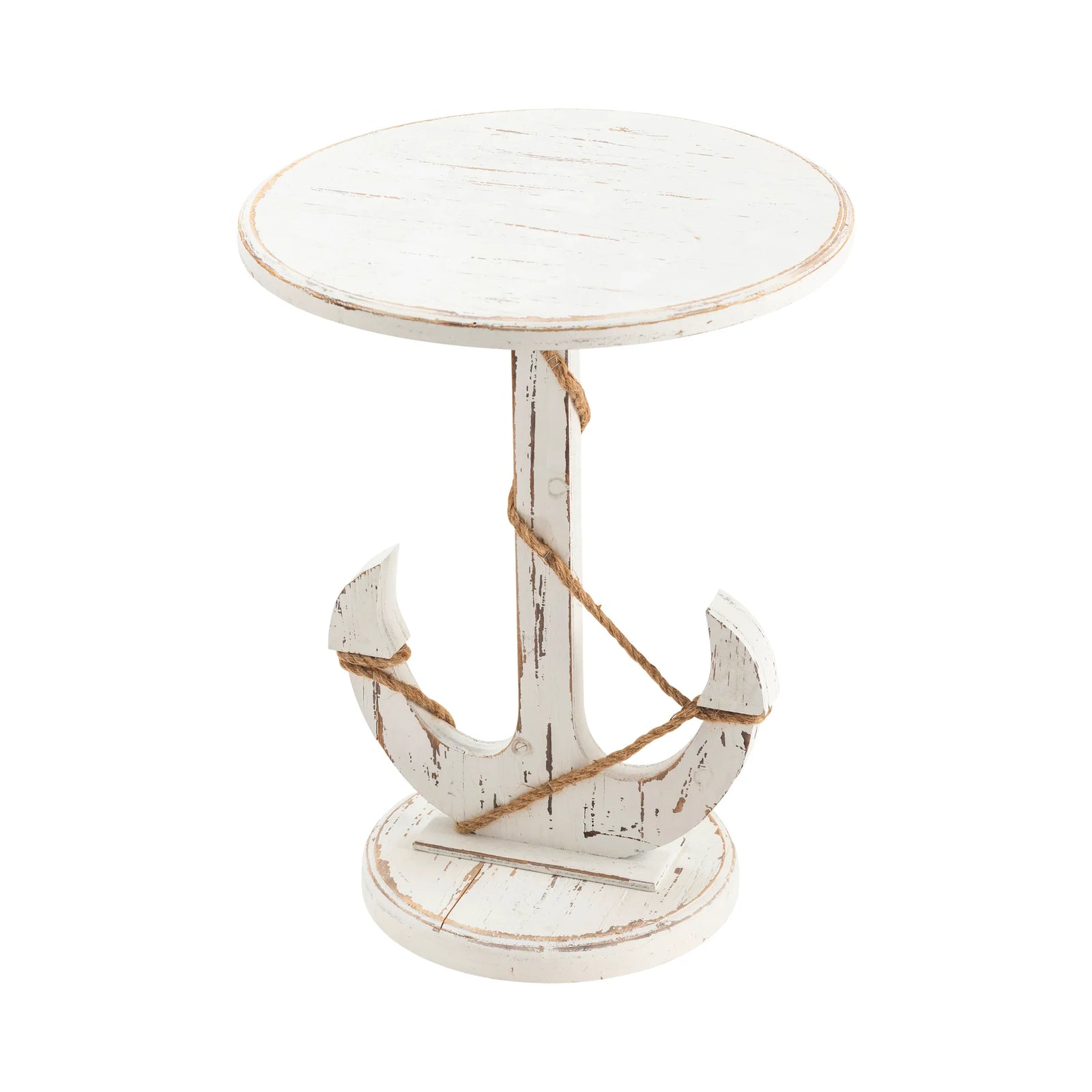Crestview Collection White Anchor Pedestal Accent Table ACCENT TABLES