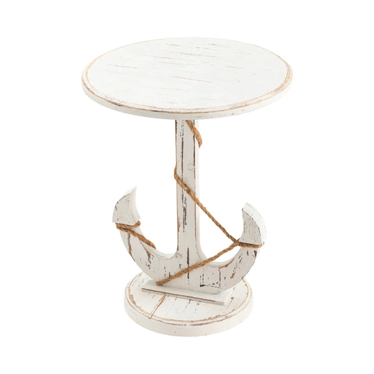 Crestview Collection White Anchor Pedestal Accent Table ACCENT TABLES
