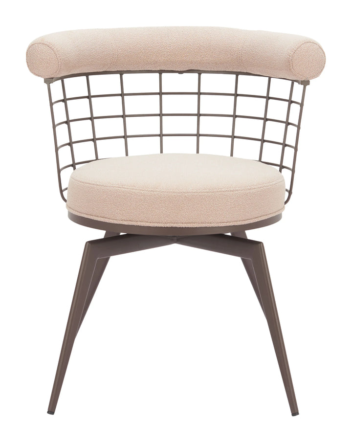 Saku Swivel Dining Chair Beige & Brown - AmericanHomeFurniture