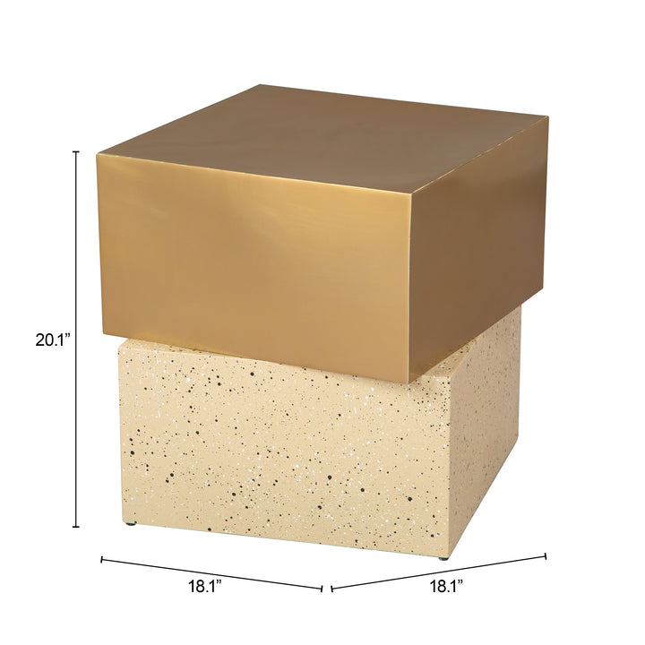 Cinza Side Table Gold & Beige - 110146