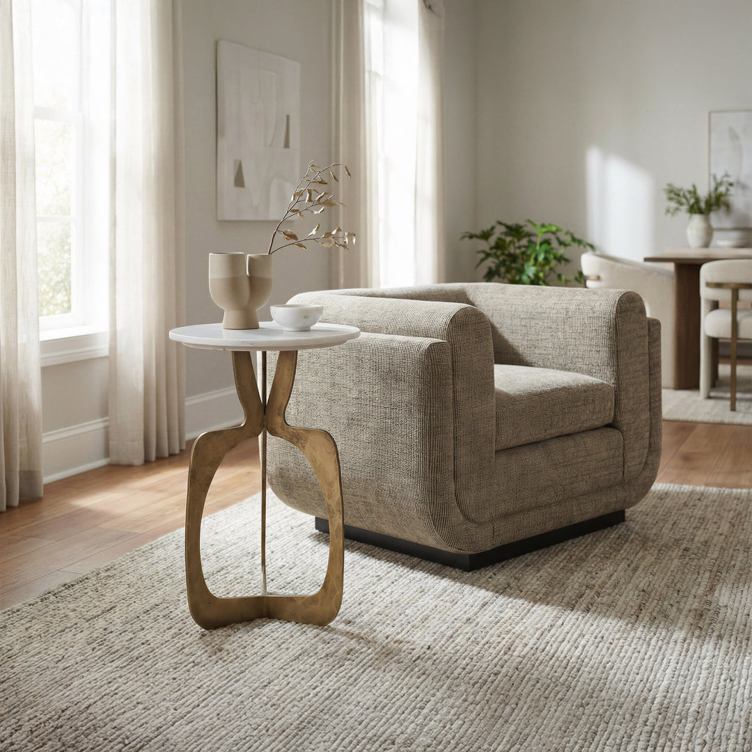 Ophelia Side Table White & Brass - 111044
