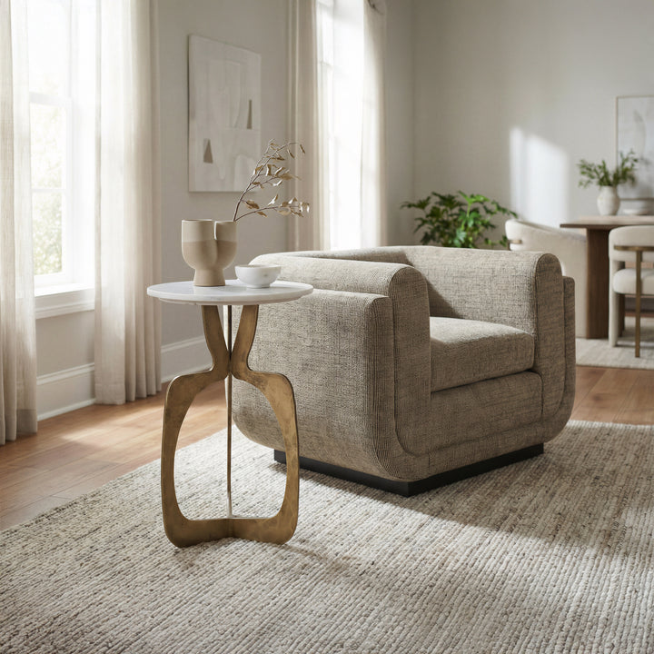 Ophelia Side Table White & Brass - 111044
