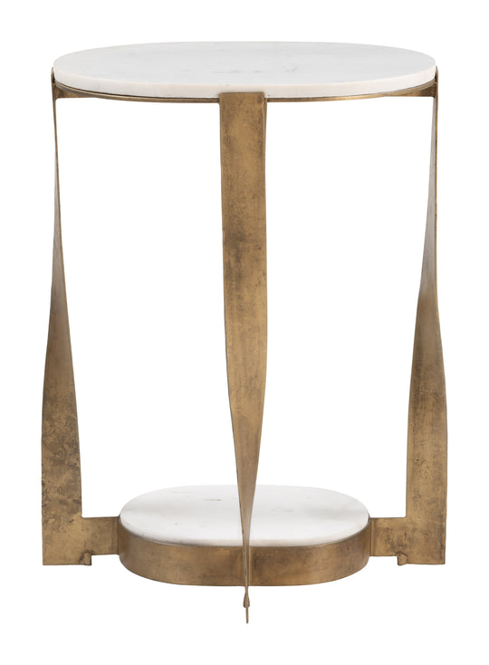 Orion Accent Table White & Brass - 110978