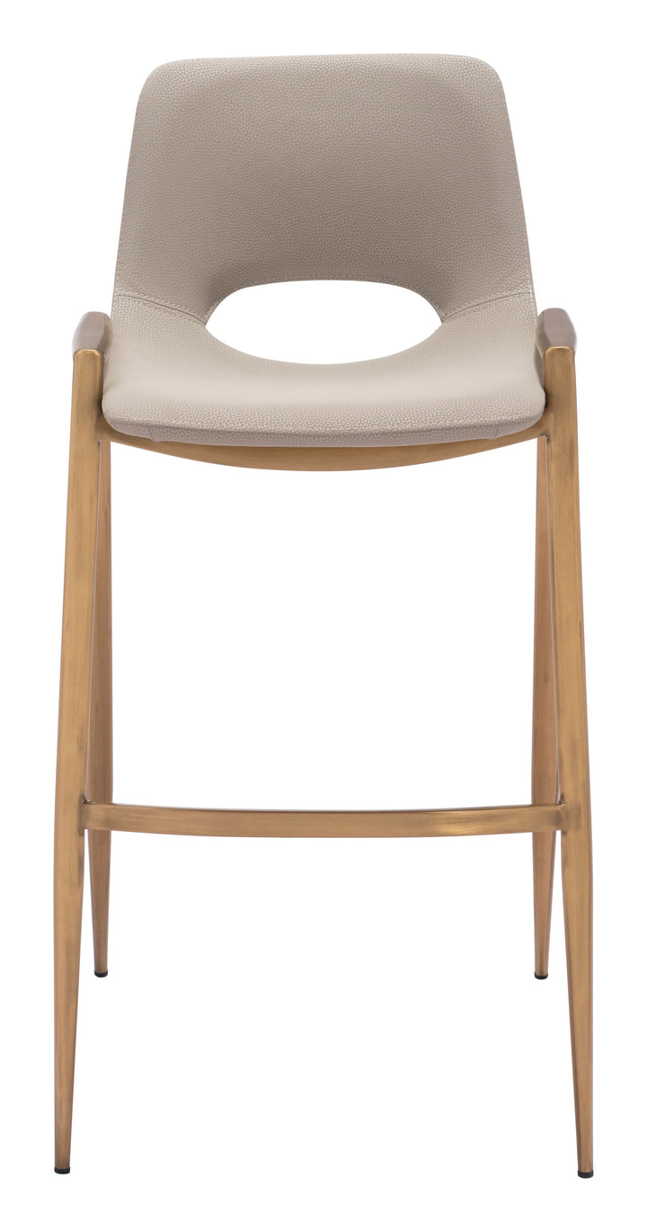 Desi Barstool (Set of 2) Beige & Gold - AmericanHomeFurniture