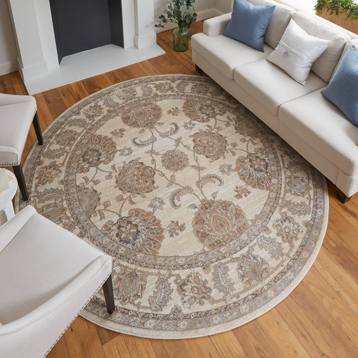 Round/7'9" x 7'9" /Beige/Gray