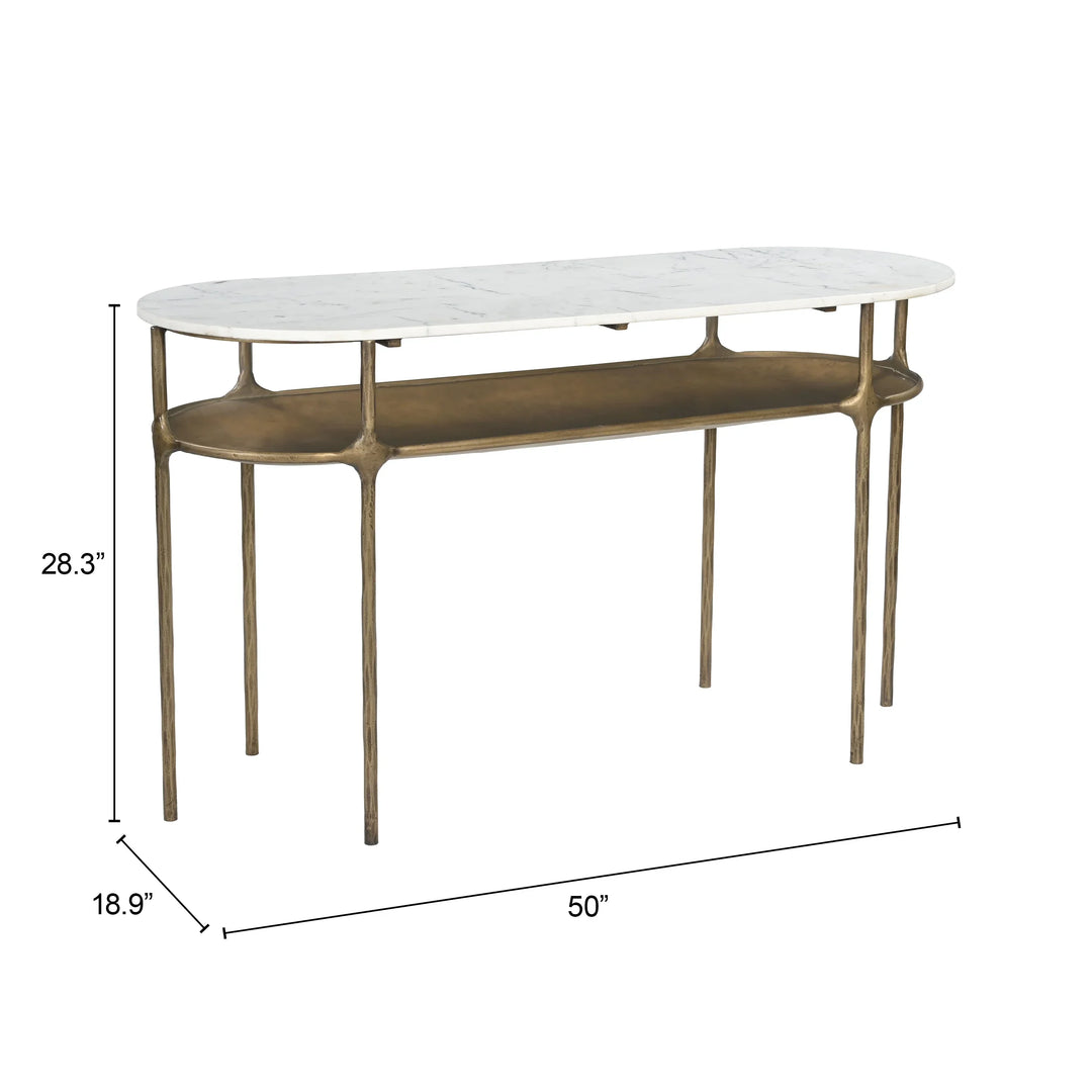 Bild Console Table White & Brass - AmericanHomeFurniture