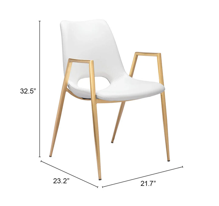 Desi Dining Chair (Set of 2) White & Gold - AmericanHomeFurniture