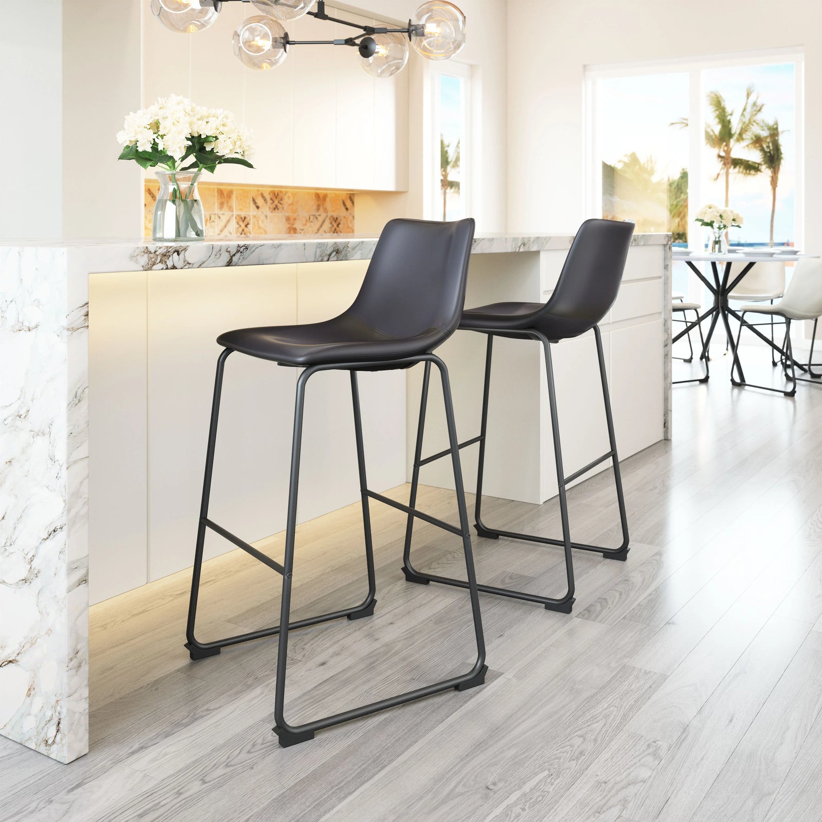Zuo Smart Barstool (Set of 2) Black BAR STOOLS + COUNTER STOOLS