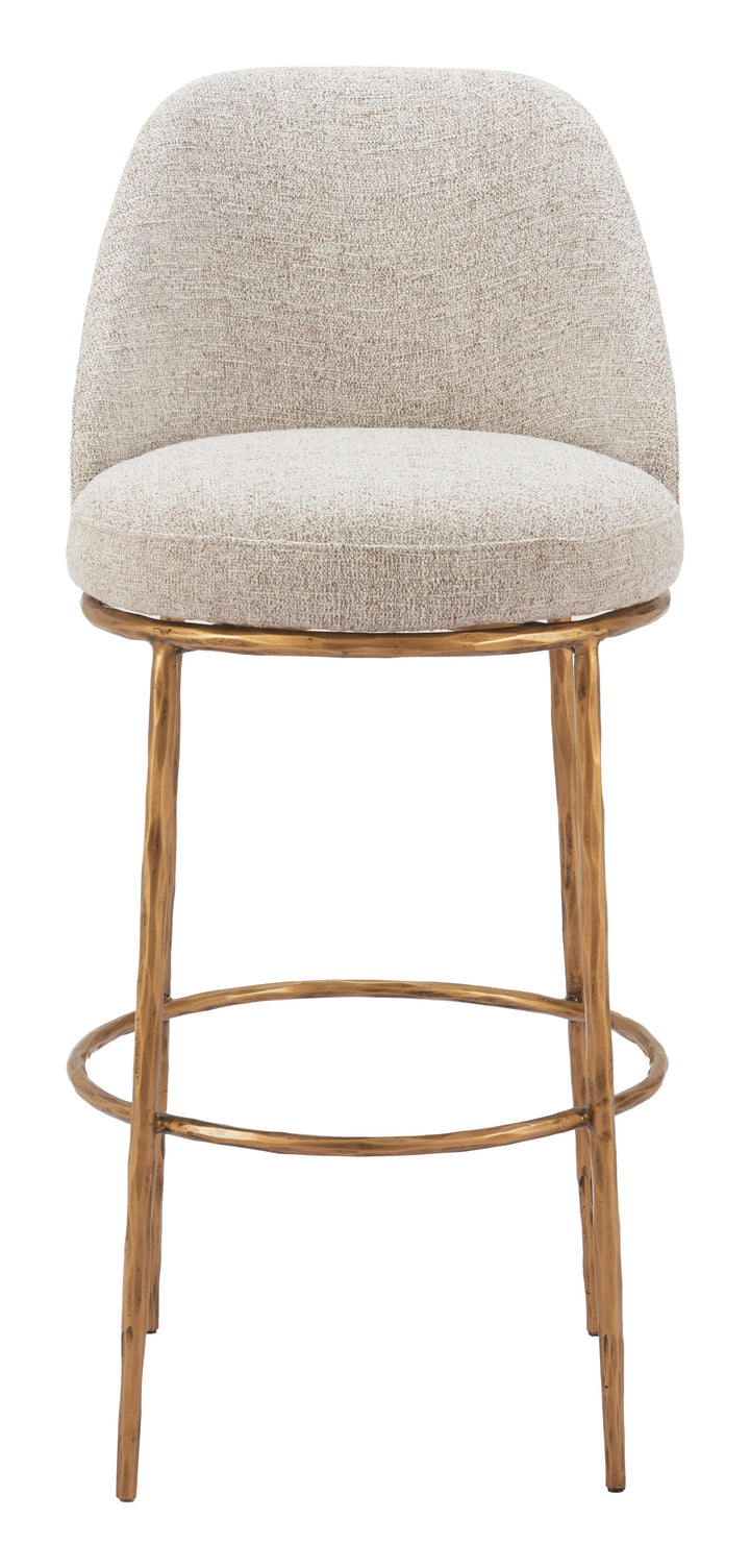 Nordhavn Swivel Barstool Beige & Gold - AmericanHomeFurniture
