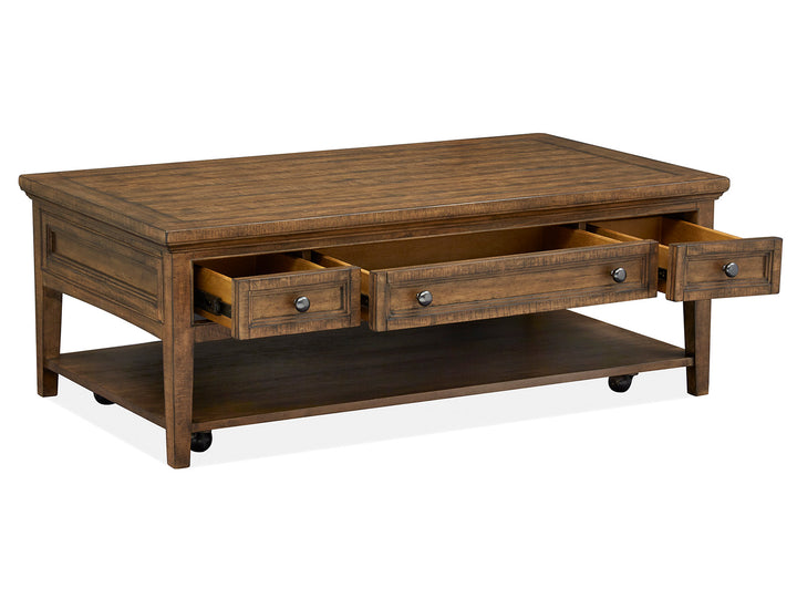 Bay Creek Toasted Nutmeg Rectangular Cocktail Table With Casters - T4398-43