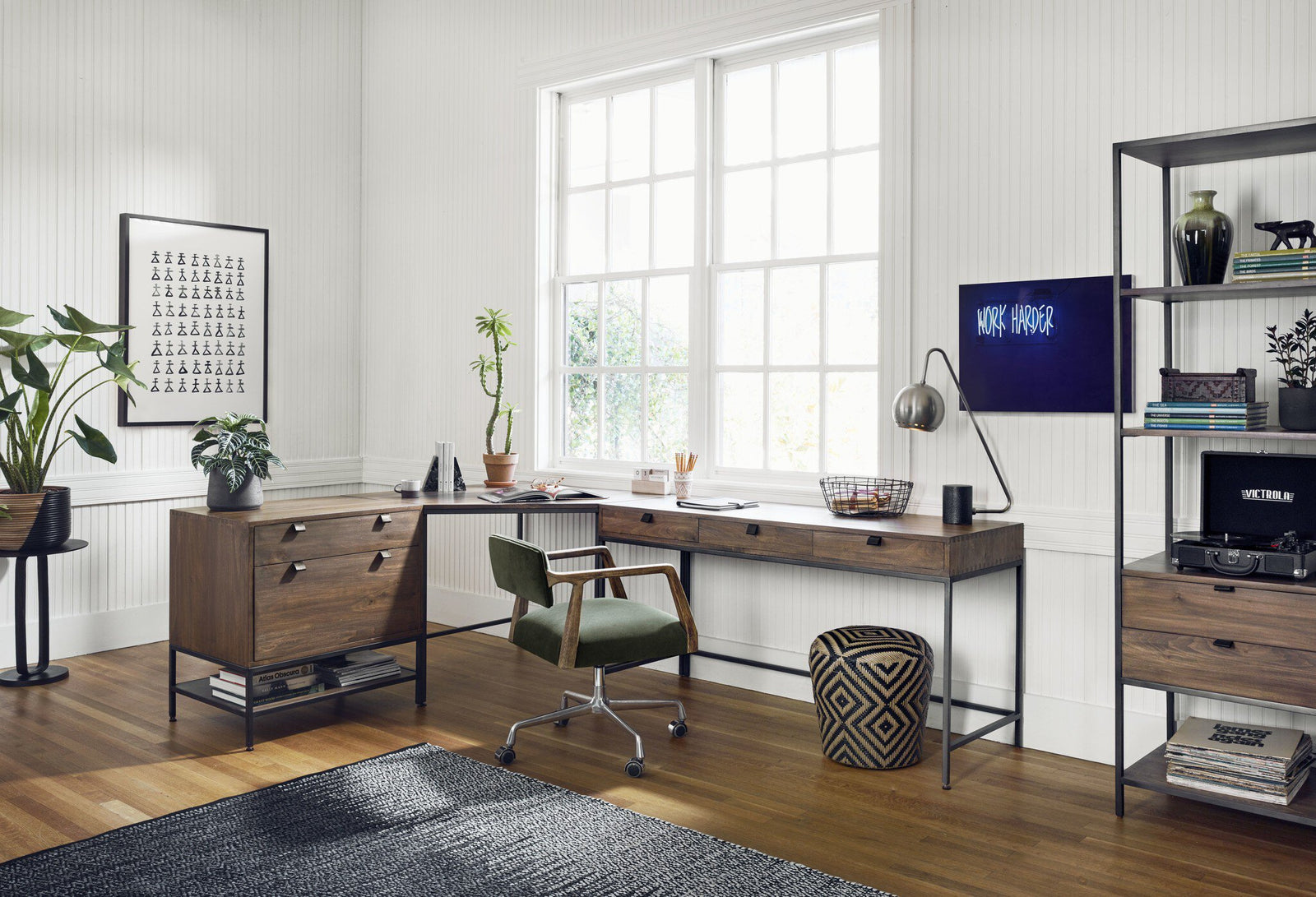 Four Hands - Trey Desk System with Filing Cabinet - 107322-005 | American Home Furniture