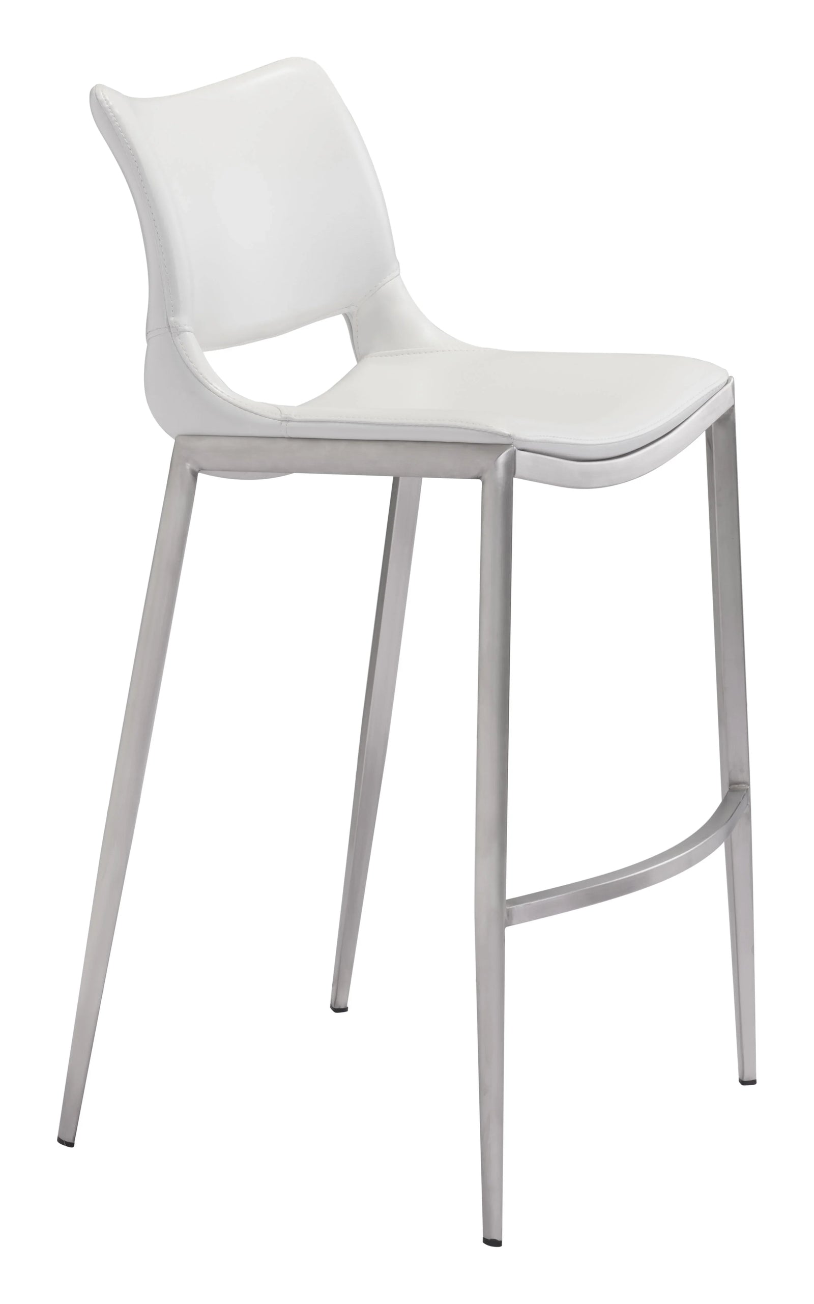 Zuo Ace Barstool (Set of 2) White & Silver BAR STOOLS + COUNTER STOOLS