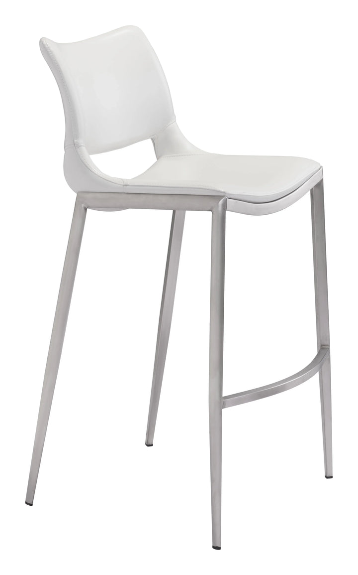 Ace Barstool (Set of 2) White & Silver - AmericanHomeFurniture