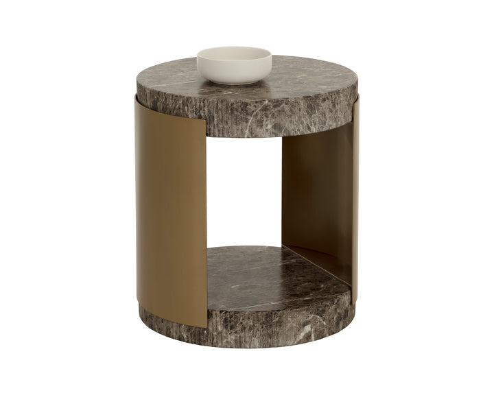 Cavette End Table - Marble Look - Dark Emperador