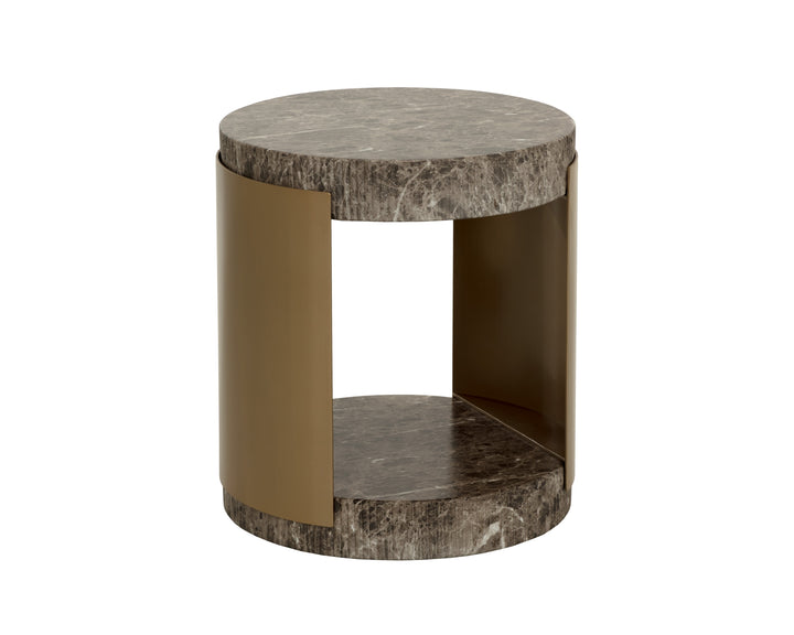 Cavette End Table - Marble Look - Dark Emperador