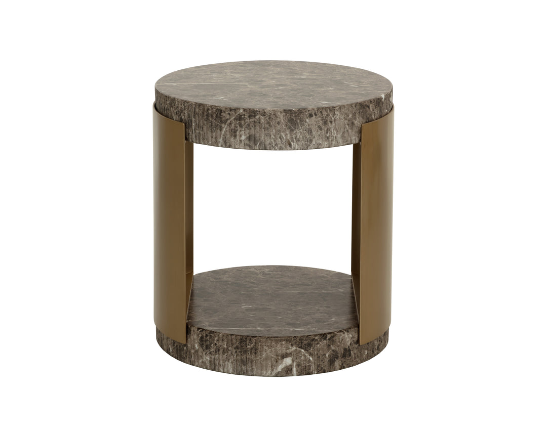 Cavette End Table - Marble Look - Dark Emperador