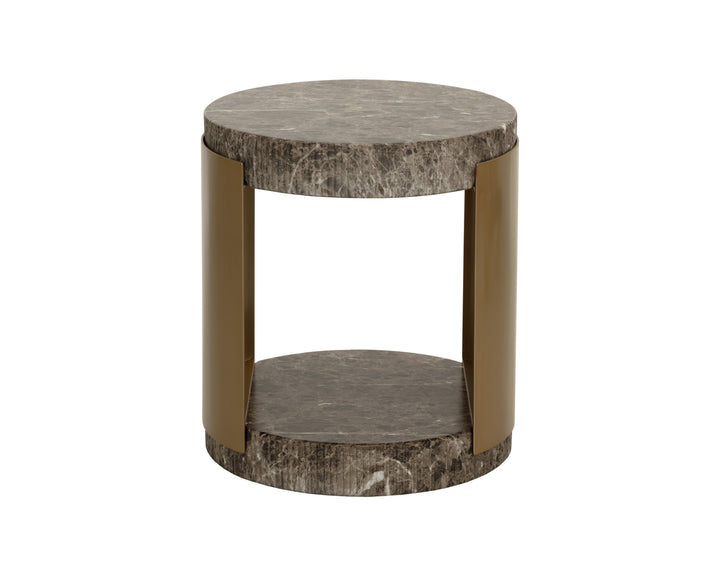 Cavette End Table - Marble Look - Dark Emperador