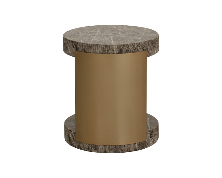 Cavette End Table - Marble Look - Dark Emperador