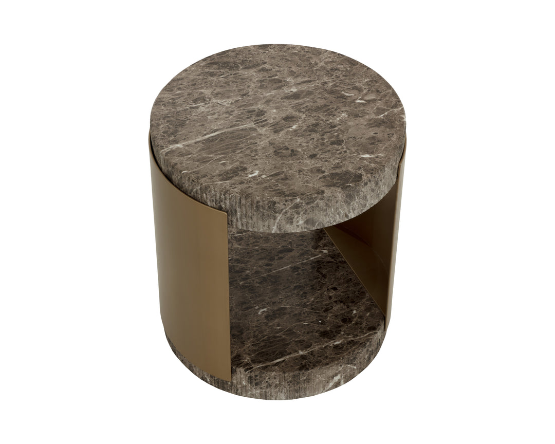 Cavette End Table - Marble Look - Dark Emperador