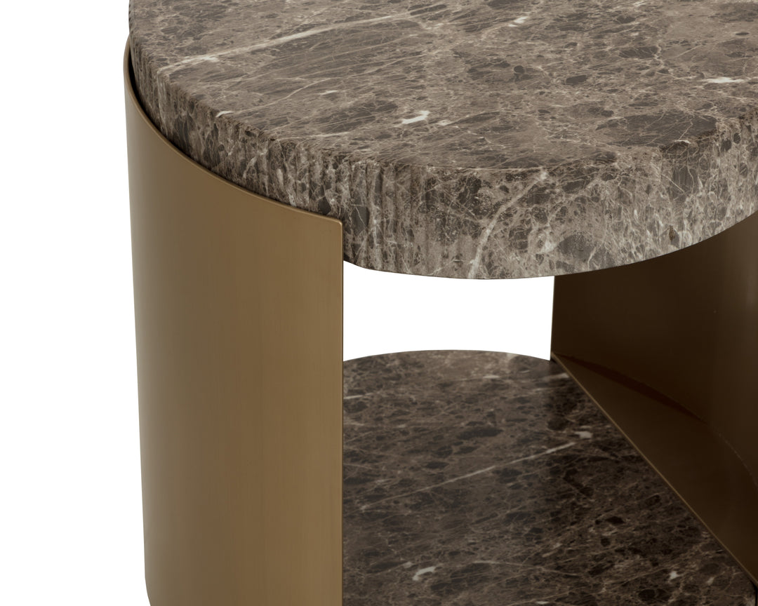 Cavette End Table - Marble Look - Dark Emperador