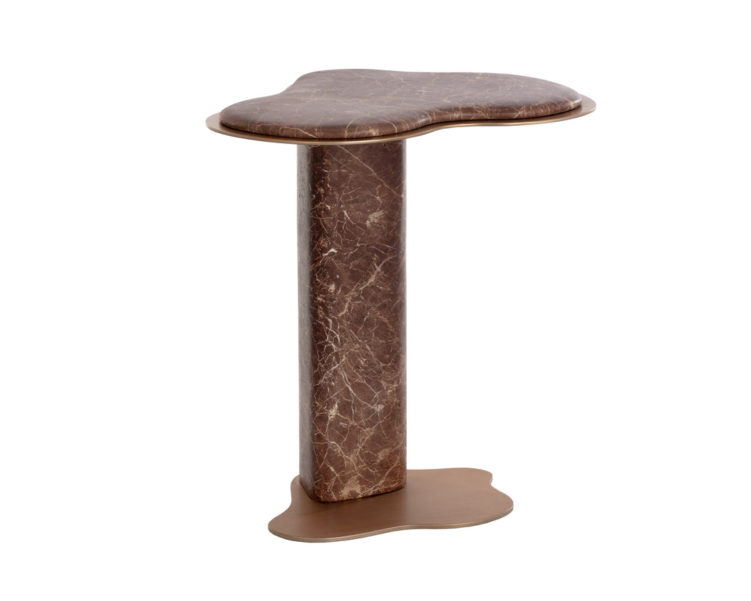 Isola End Table - Marble Look - Mocha
