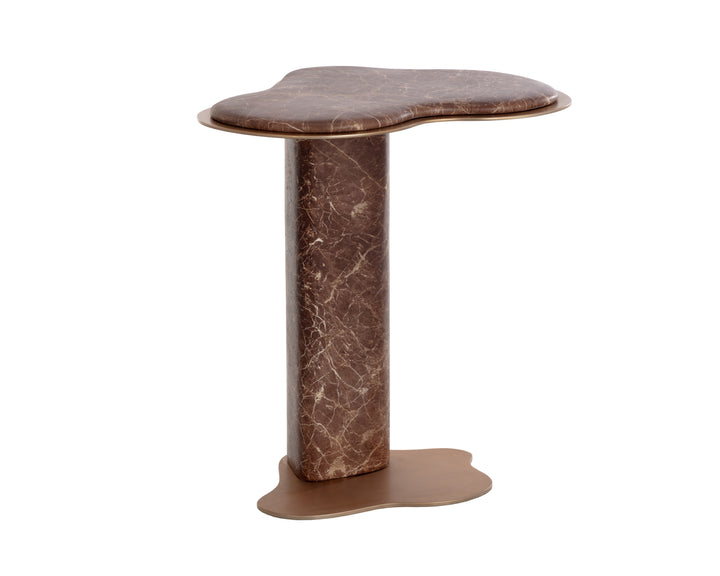 Isola End Table - Marble Look - Mocha