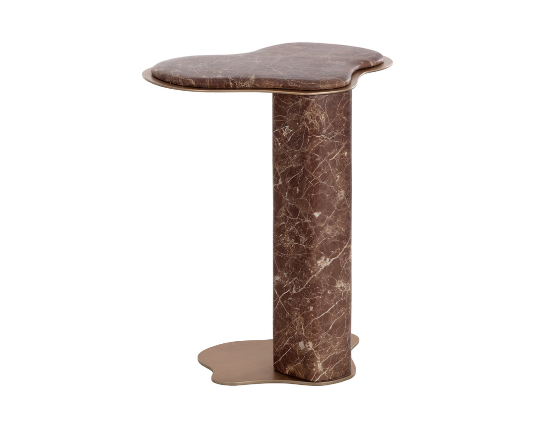 Isola End Table - Marble Look - Mocha