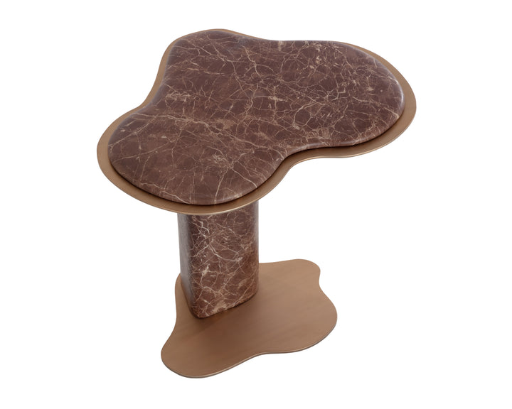 Isola End Table - Marble Look - Mocha