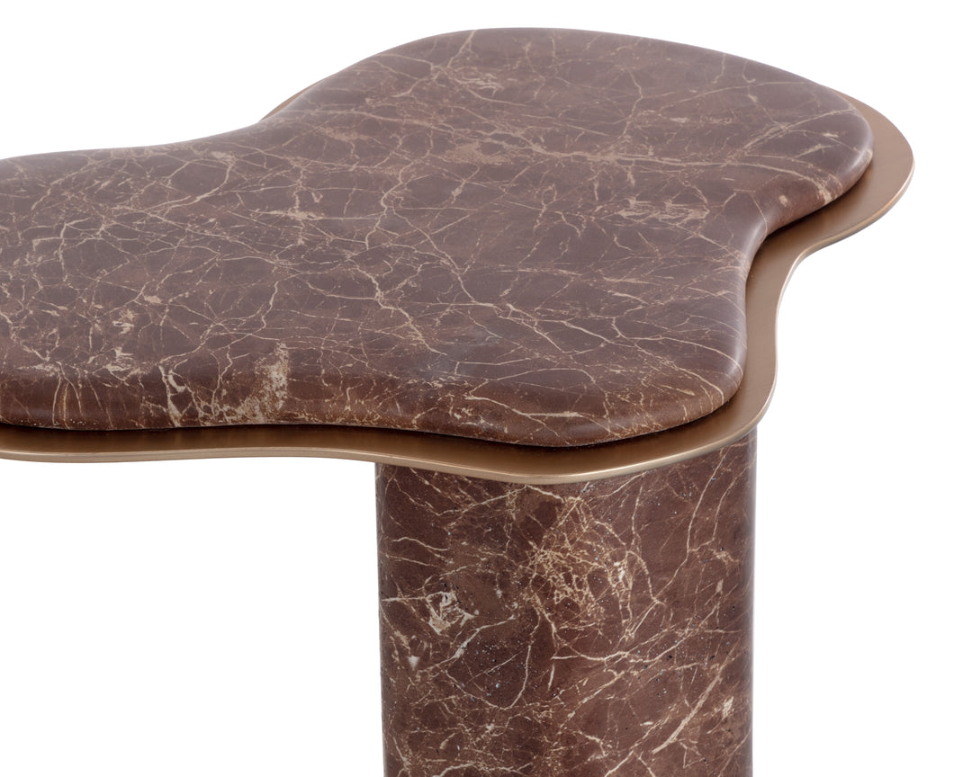 Isola End Table - Marble Look - Mocha