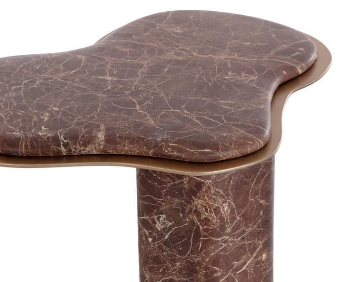 Isola End Table - Marble Look - Mocha