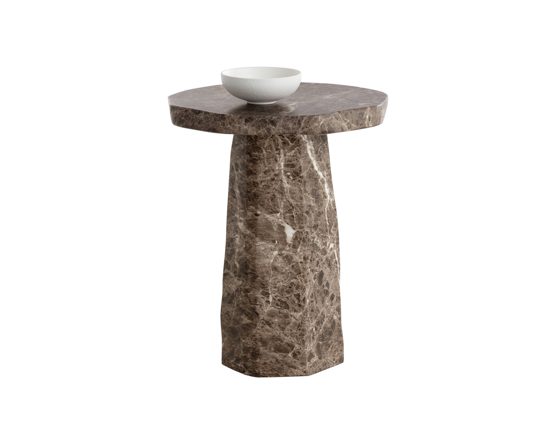 Baldur End Table - Marble Look - Dark Emperador