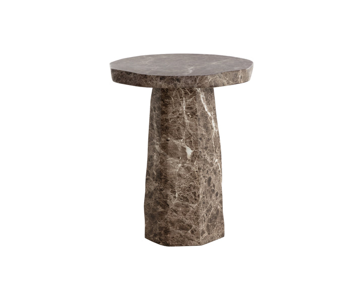 Baldur End Table - Marble Look - Dark Emperador
